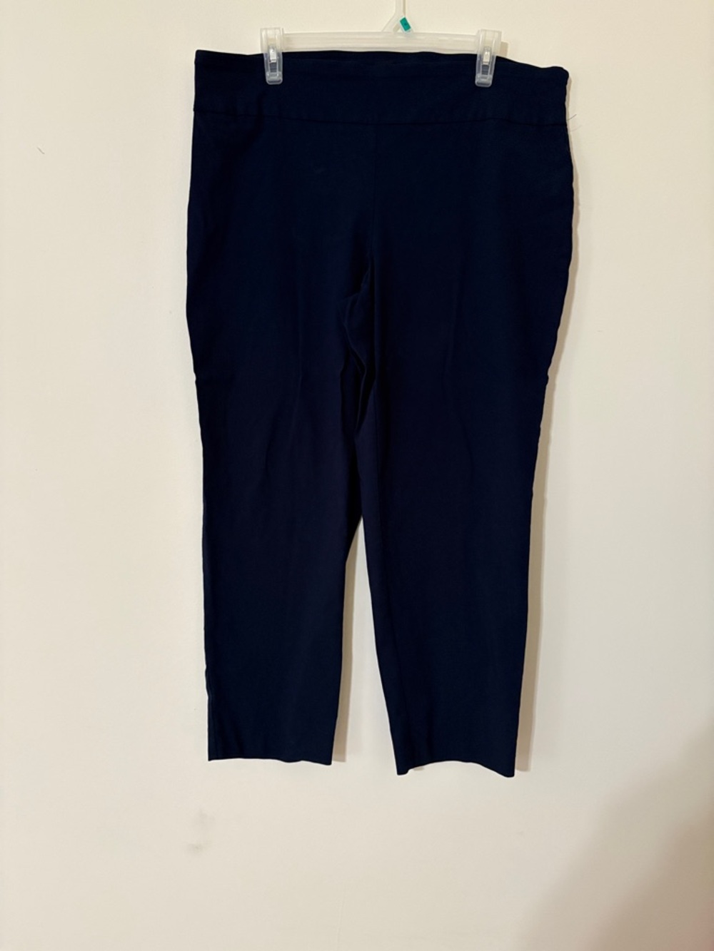 Navy Stretch Pull-On Cropped Pants